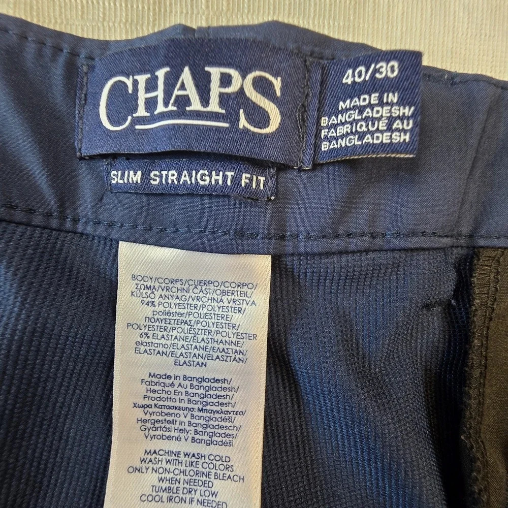 Chaps Men's Golf Pants 40x30 Blue Slim Straight Fit Stretch Chino Performance... - Picture 4 of 8